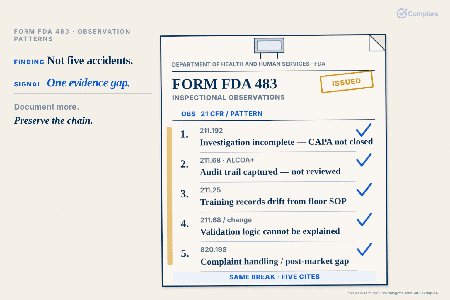 Not five accidents. / One evidence gap.