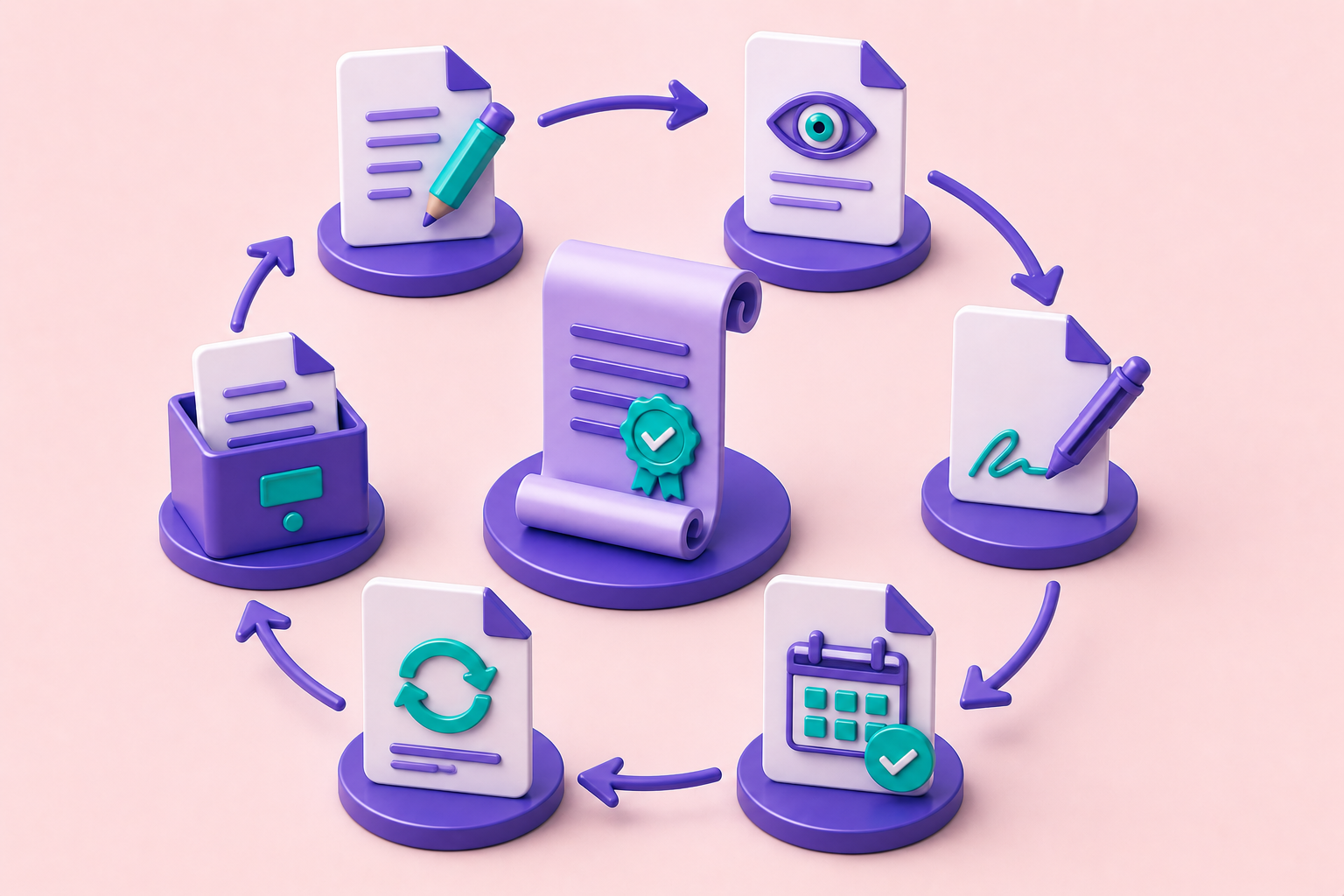 Document lifecycle stages from draft through retirement, with controls at each transition