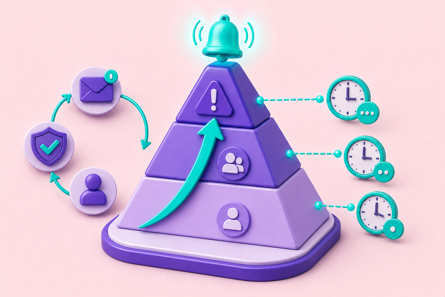 Escalation management workflow showing trigger criteria, severity routing, time-bound decisions, and management notification