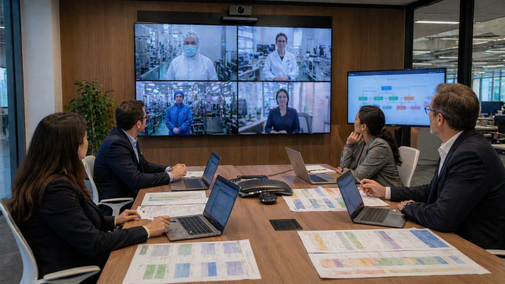 Global multi-site team meeting for quality standardization