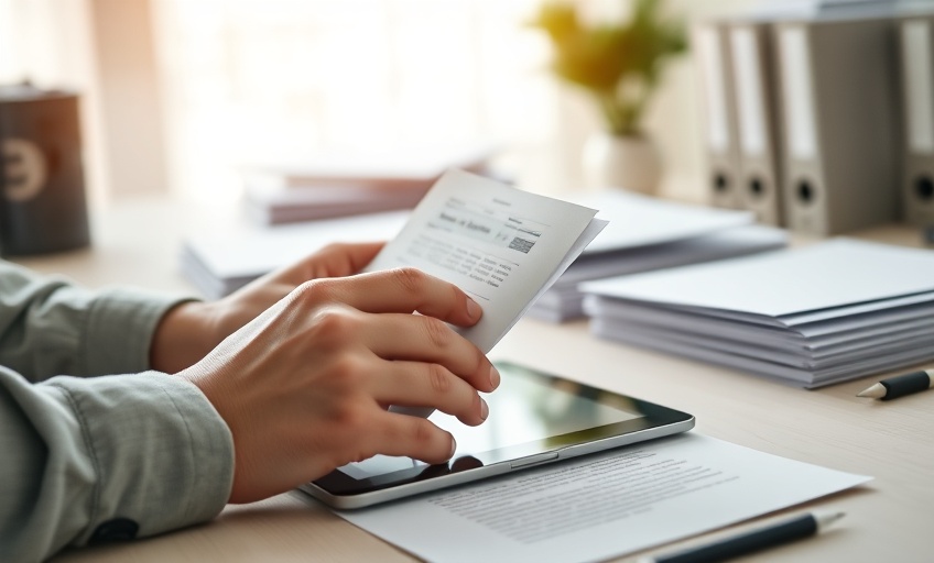 Hands transitioning from paper forms to digital tablet QMS